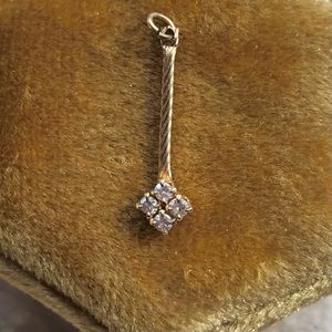 14k Yellow Gold Diamond Bar Vintage Necklace Pendant